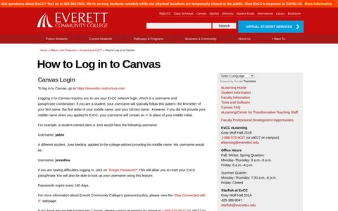 How to Log in to Canvas | Everett Community College