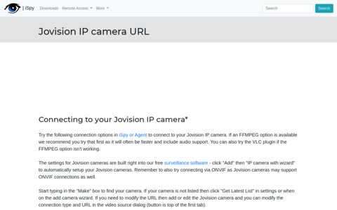 Connect to Jovision IP cameras