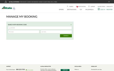 Manage my booking - Alitalia