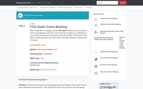 FSG Bank Online Banking Sign-In - Online Banking Information