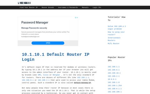 10.1.10.1 Default Router IP Login - 192.168.1.1