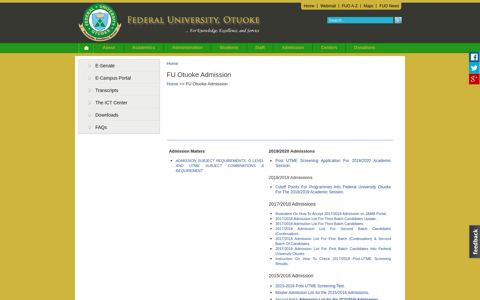 FU Otuoke Admission | Federal University Otuoke