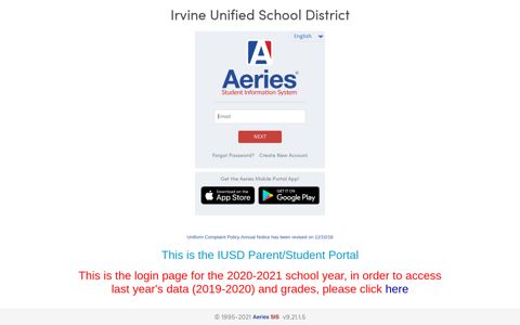 Aeries: Portals - Irvine Unified School District