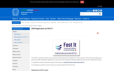 AIRE Registration via FAST-IT - Ambasciata d'Italia - Singapore