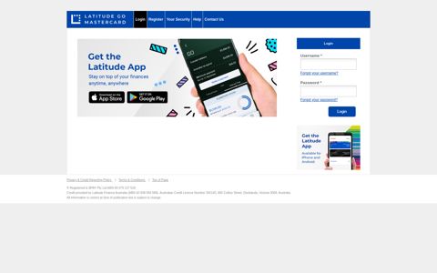 Latitude GO MasterCard Online Service Centre