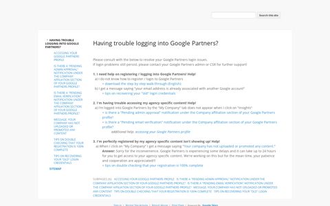 Having trouble logging into Google Partners? - Google Sites