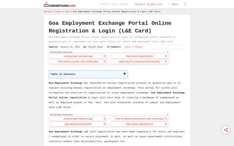 Goa Employment Exchange Online Registration at goaonline ...