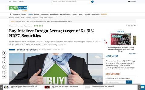 Buy Intellect Design Arena; Target Of Rs 313: HDFC Securities