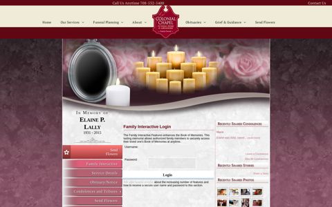 Elaine Lally Login - Orland Park, Illinois | Colonial Chapel Funeral ...
