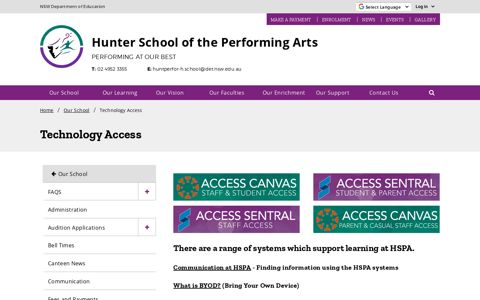 Technology Access - Hunter School of the Performing Arts