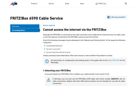 Cannot access the internet via the FRITZ!Box - AVM