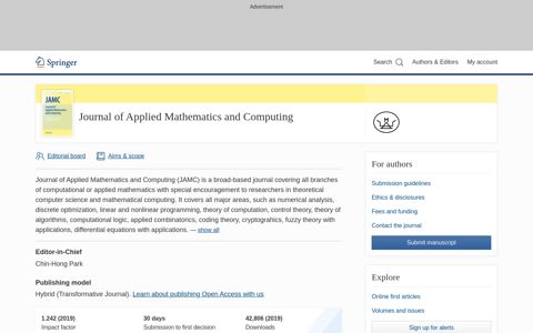 Journal of Applied Mathematics and Computing | Home