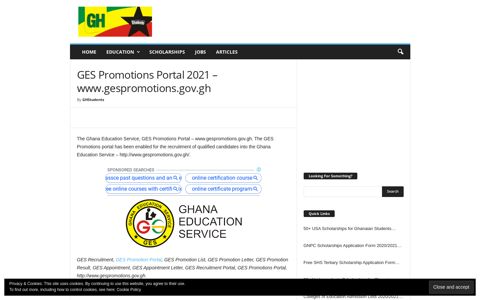 GES Promotions Portal 2020 - www.gespromotions.gov.gh