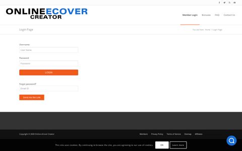 Login Page - Online eCover Creator