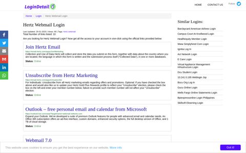 Hertz Webmail Login Join Hertz Email - https://email.hertz.com/apps ...