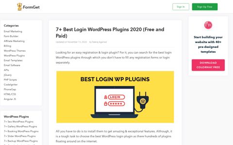 7+ Best Login WordPress Plugins (Free and Paid) | FormGet