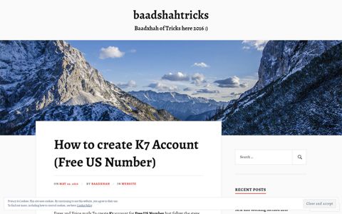 How to create K7 Account (Free US Number) | baadshahtricks