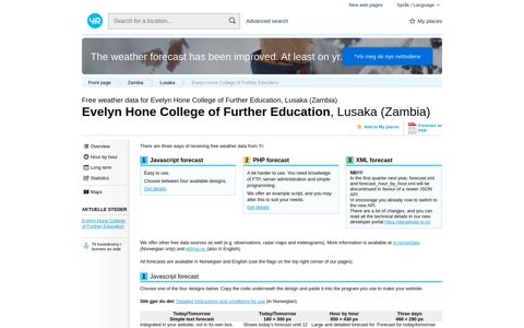 Free weather data for Evelyn Hone College of Further ... - Yr