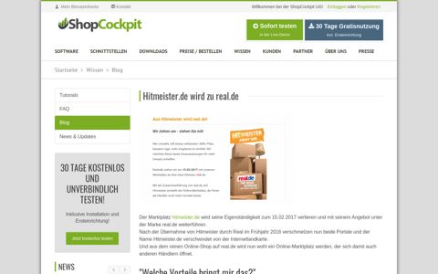 Hitmeister.de wird zu real.de - ShopCockpit
