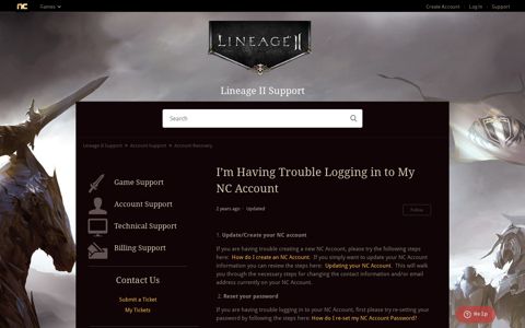 I'm Having Trouble Logging in to My NC Account – Lineage II ...