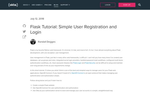 Flask Tutorial: Simple User Registration and Login | Okta ...