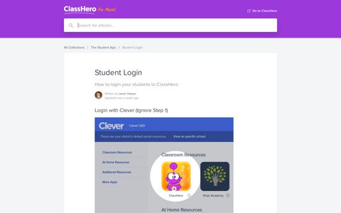 Student Login | ClassHero Support
