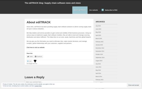 About ediTRACK | The ediTRACK blog: Supply chain software ...