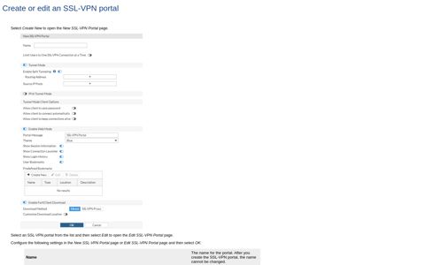 Create or edit an SSL-VPN portal