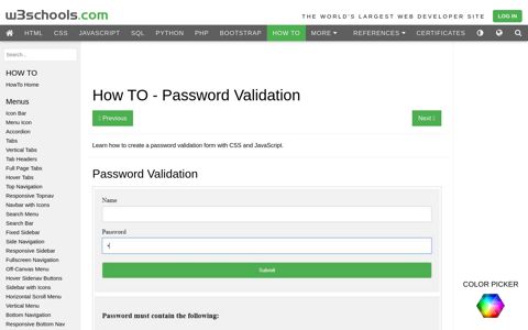 How To Create a Password Validation Form - W3Schools