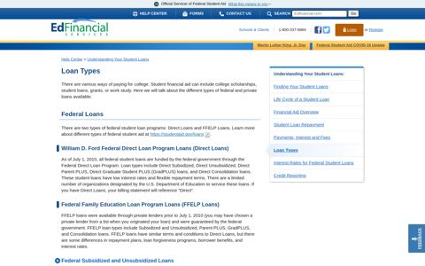 Loan Types - Edfinancial Services