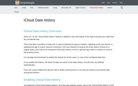iCloud Data History | SimpleWeight
