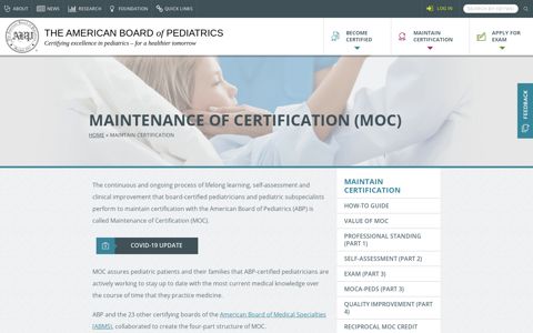 Maintenance of Certification | American Board of Pediatrics