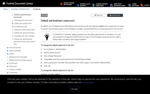 Default administrator password - Fortinet Documentation Library