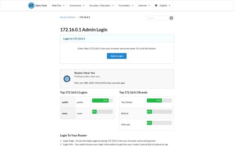 172.16.0.1 Admin Login - Clean CSS