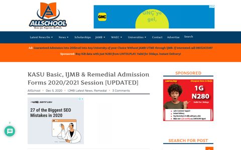 KASU Basic, IJMB & Remedial Form 2020/2021 ... - Allschool