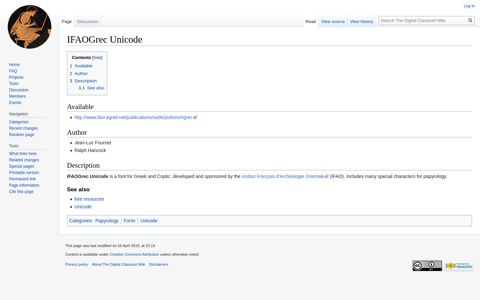 IFAOGrec Unicode - The Digital Classicist Wiki