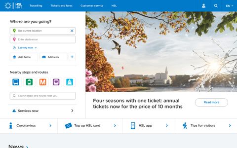 Journey Planner, tickets and fares, customer service - HSL.fi