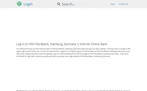 Log in to HSH Nordbank, Hamburg, Germany 's Internet ...
