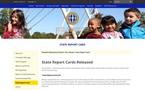 State Report Card - Hendrix Elementary School