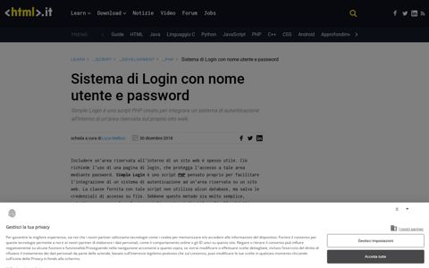 Login utente e password: script e codice d'esempio | HTML.it