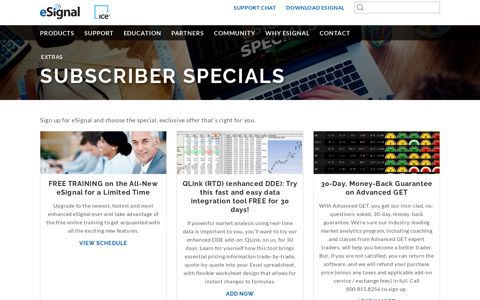 eSignal Members | Subscriber Specials