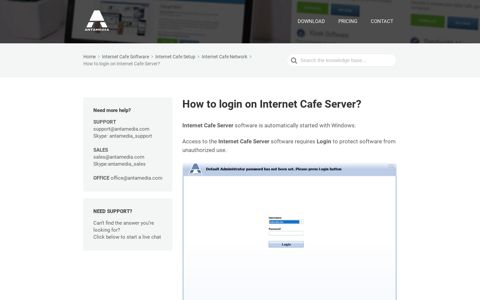 How to login on Internet Cafe Server? I Antamedia software
