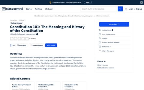 Free Online Course: Constitution 101: The Meaning and ...