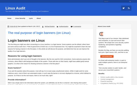 The real purpose of login banners (on Linux) - Linux Audit