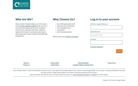 Classic Package Holidays - Agent Login