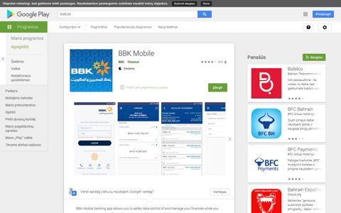 BBK Mobile – „Google Play“ programos