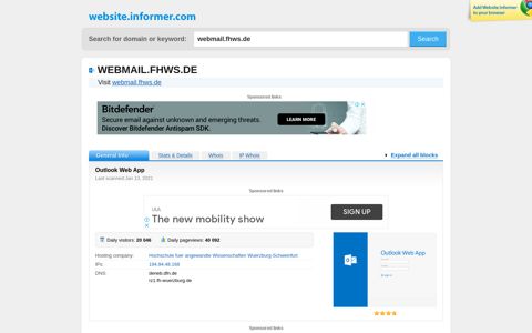 webmail.fhws.de at WI. Outlook Web App - Website Informer