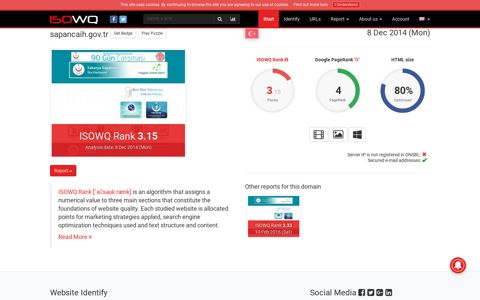 Audit of website sapancaih.gov.tr from 8 Dec 2014 (Mon) - ISOWQ