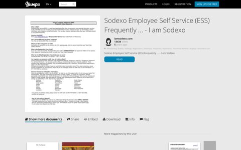 Sodexo Employee Self Service (ESS) Frequently ... - I am ...
