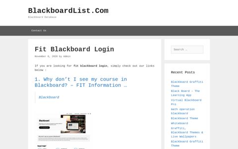 Fit Blackboard Login - BlackboardList.Com